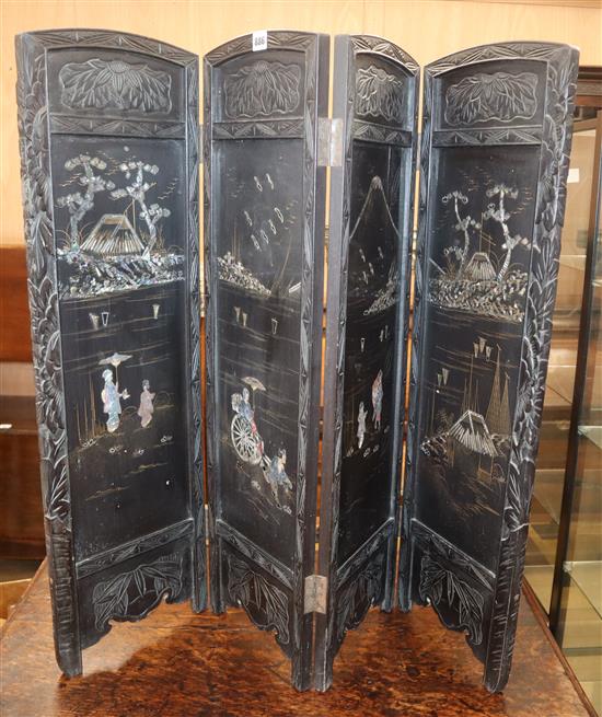 A four fold Oriental screen W.108cm